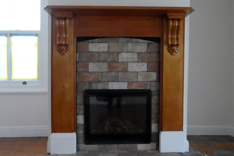 newly varnished fireplace